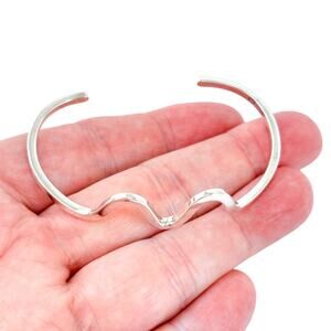 Vintage Sterling Silver 925 Modernist Wave Cuff Bracelet 6.5”